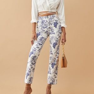 Cynthia Toile High Rise Straight Jeans